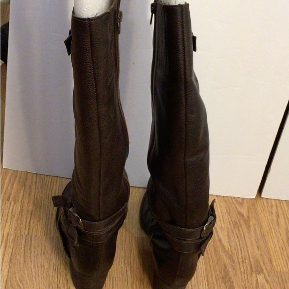 Matisse Faulkner Black Leather Knee High Buckle Riding Boots 7.5 Classic Preppy - Picture 9 of 9